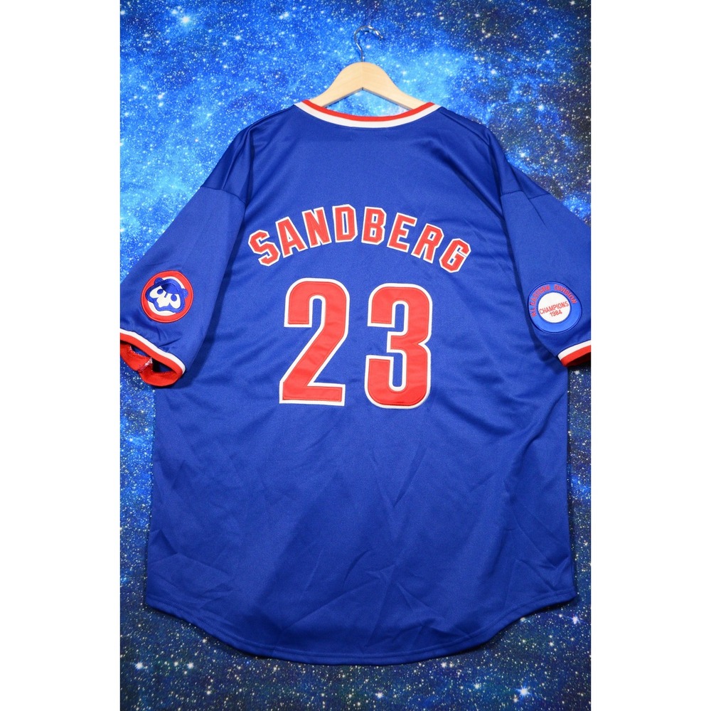 Mitchell & Ness Chicago Cubs Jersey Mens Size 54 Blue MLB Baseball Sandberg 1984